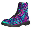 Neon Ethnic Aztec Trippy Print Lace-Up Boots