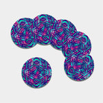 Neon Ethnic Aztec Trippy Print Leather Coaster Set