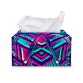 Neon Ethnic Aztec Trippy Print Leather Tissue Box Cover