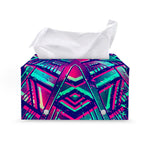 Neon Ethnic Aztec Trippy Print Leather Tissue Box Cover