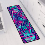 Neon Ethnic Aztec Trippy Print Long Kitchen Mat