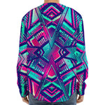 Neon Ethnic Aztec Trippy Print Long Sleeve Baseball Jersey