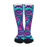 Neon Ethnic Aztec Trippy Print Long Socks