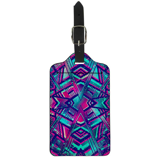 Neon Ethnic Aztec Trippy Print Luggage Tag