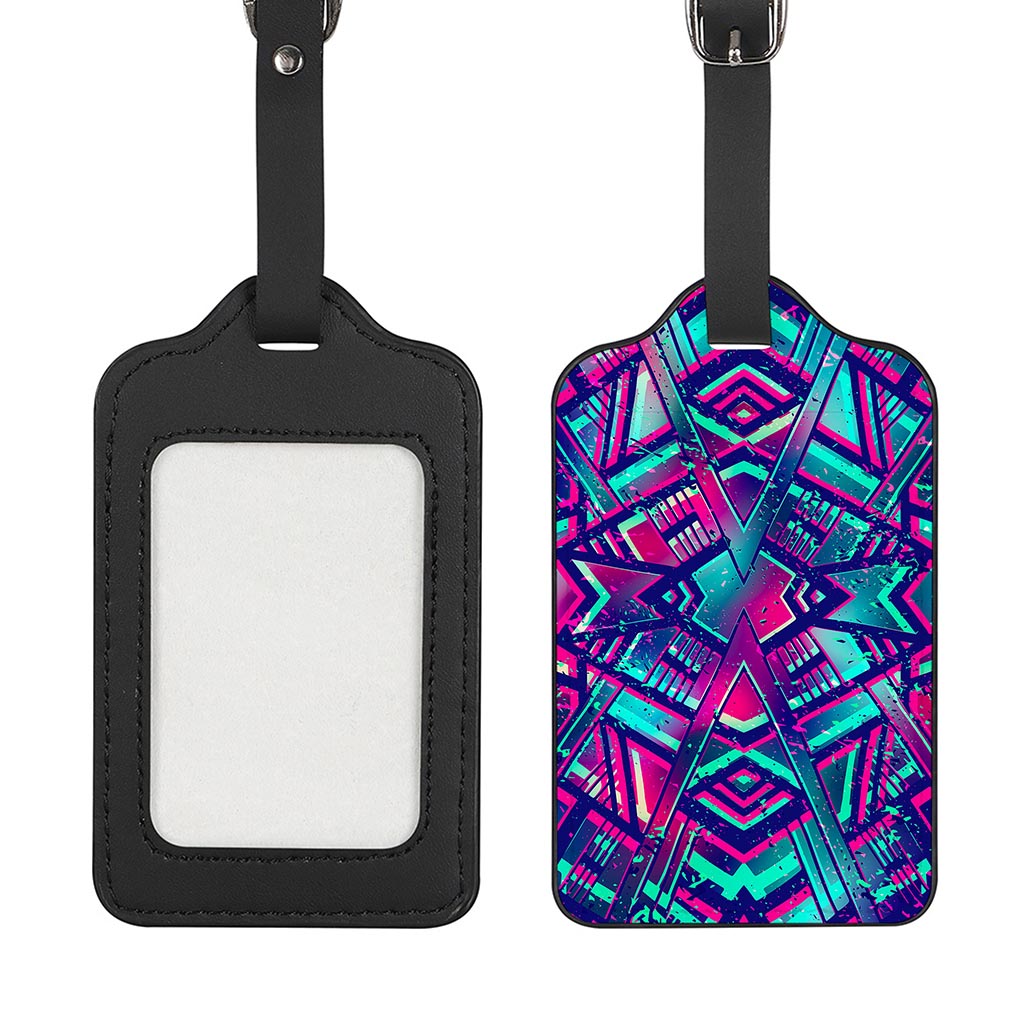 Neon Ethnic Aztec Trippy Print Luggage Tag