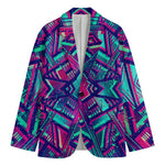 Neon Ethnic Aztec Trippy Print Men's Blazer