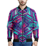 Neon Ethnic Aztec Trippy Print Men's Bomber Jacket