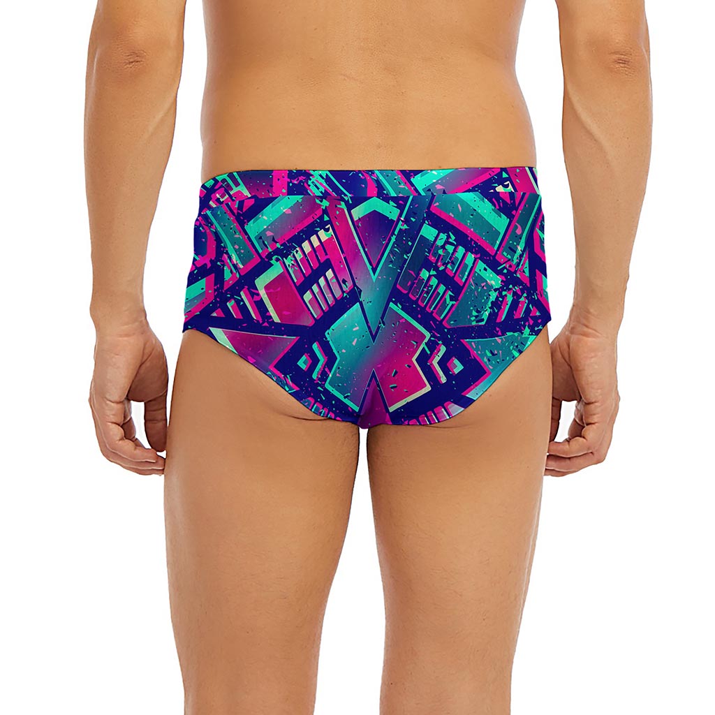 Neon Ethnic Aztec Trippy Print Men's Briefs