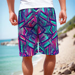 Neon Ethnic Aztec Trippy Print Men's Cargo Shorts