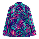 Neon Ethnic Aztec Trippy Print Men's Cotton Blazer