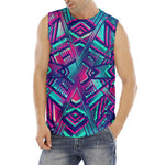Neon Ethnic Aztec Trippy Print Men's Fitness Tank Top