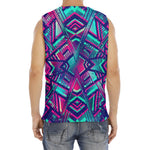 Neon Ethnic Aztec Trippy Print Men's Fitness Tank Top