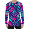 Neon Ethnic Aztec Trippy Print Men's Long Sleeve T-Shirt