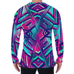 Neon Ethnic Aztec Trippy Print Men's Long Sleeve T-Shirt