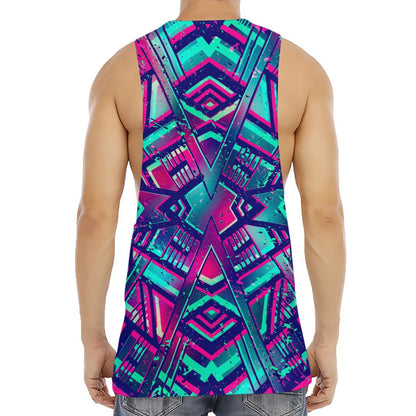 Neon Ethnic Aztec Trippy Print Men's Muscle Tank Top