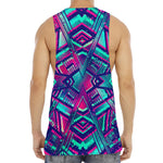 Neon Ethnic Aztec Trippy Print Men's Muscle Tank Top