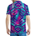 Neon Ethnic Aztec Trippy Print Men's Polo Shirt