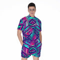 Neon Ethnic Aztec Trippy Print Men's Romper