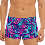 Neon Ethnic Aztec Trippy Print Men's Short Boxer Briefs