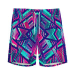 Neon Ethnic Aztec Trippy Print Men's Sports Shorts