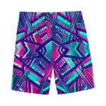 Neon Ethnic Aztec Trippy Print Men's Sports Shorts