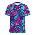 Neon Ethnic Aztec Trippy Print Men's Athletic T-Shirt
