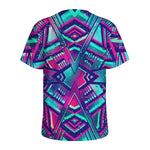 Neon Ethnic Aztec Trippy Print Men's Sports T-Shirt