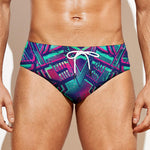 Neon Ethnic Aztec Trippy Print Men's Swim Briefs