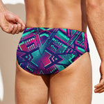 Neon Ethnic Aztec Trippy Print Men's Swim Briefs