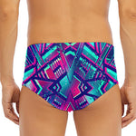 Neon Ethnic Aztec Trippy Print Men's Triangle Swim Briefs
