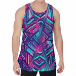 Neon Ethnic Aztec Trippy Print Men's Velvet Tank Top
