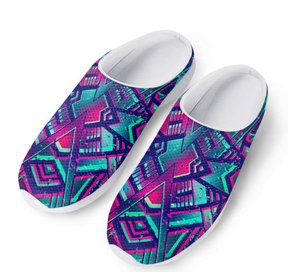 Neon Ethnic Aztec Trippy Print Mesh Casual Shoes
