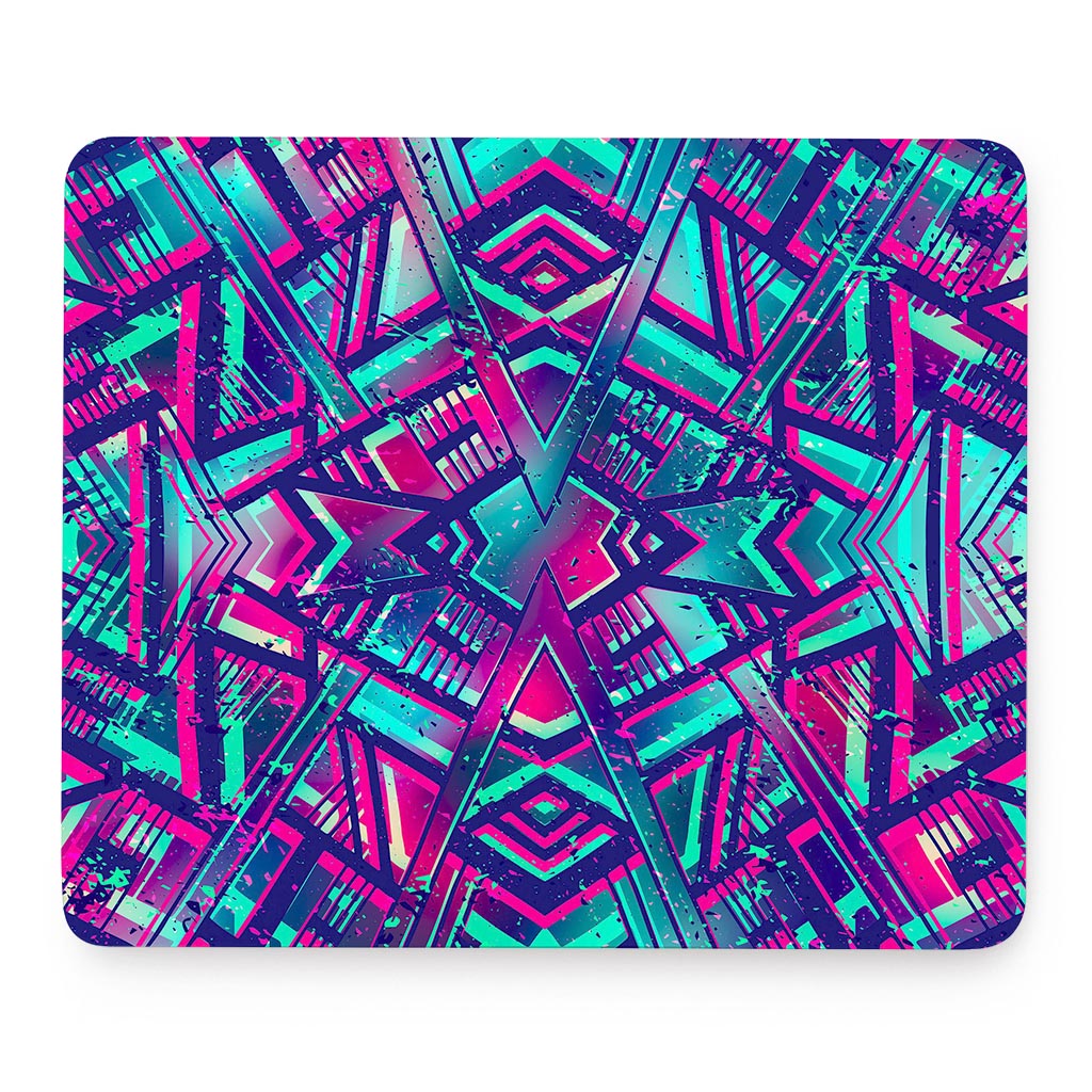Neon Ethnic Aztec Trippy Print Mouse Pad