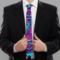 Neon Ethnic Aztec Trippy Print Necktie