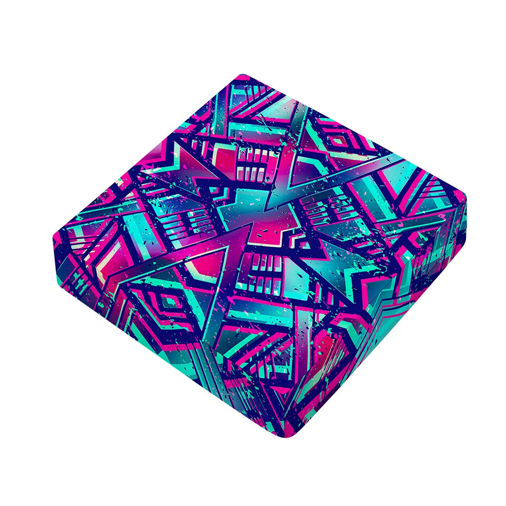 Neon Ethnic Aztec Trippy Print Outdoor Seat Cushion Cover