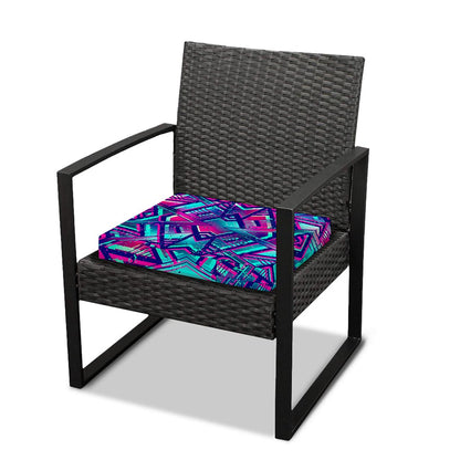 Neon Ethnic Aztec Trippy Print Outdoor Seat Cushion Cover