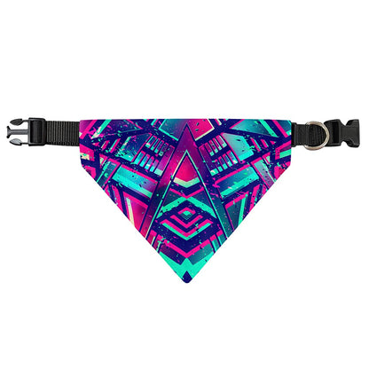 Neon Ethnic Aztec Trippy Print Over The Collar Dog Bandana