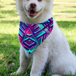 Neon Ethnic Aztec Trippy Print Over The Collar Dog Bandana