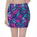Neon Ethnic Aztec Trippy Print Pencil Mini Skirt