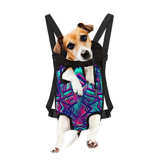 Neon Ethnic Aztec Trippy Print Pet Carrier Backpack