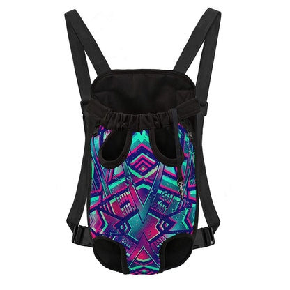 Neon Ethnic Aztec Trippy Print Pet Carrier Backpack