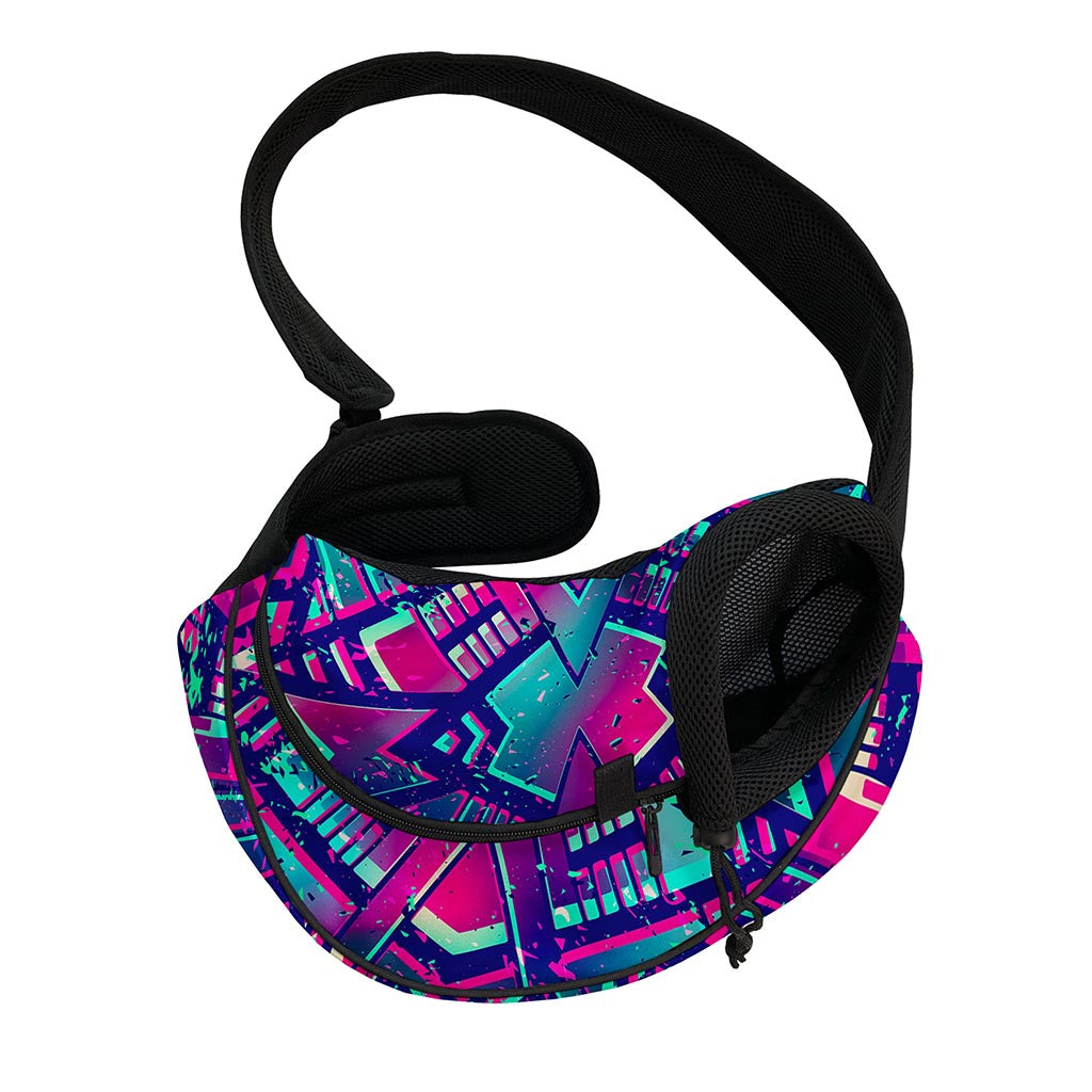 Neon Ethnic Aztec Trippy Print Pet Sling Carrier