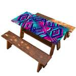 Neon Ethnic Aztec Trippy Print Picnic Table Cover