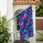 Neon Ethnic Aztec Trippy Print Polyester Flag