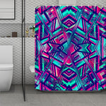 Neon Ethnic Aztec Trippy Print Polyester Shower Curtain