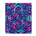 Neon Ethnic Aztec Trippy Print Polyester Shower Curtain