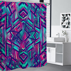 Neon Ethnic Aztec Trippy Print Premium Shower Curtain