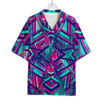 Neon Ethnic Aztec Trippy Print Rayon Hawaiian Shirt