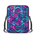 Neon Ethnic Aztec Trippy Print Rectangular Crossbody Bag
