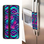 Neon Ethnic Aztec Trippy Print Refrigerator Handle Covers